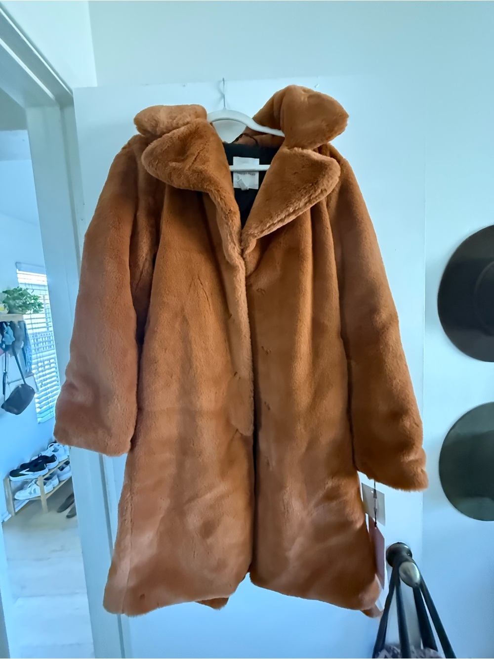 Avec Les Filles Cognac Faux Fur Teddy Coat